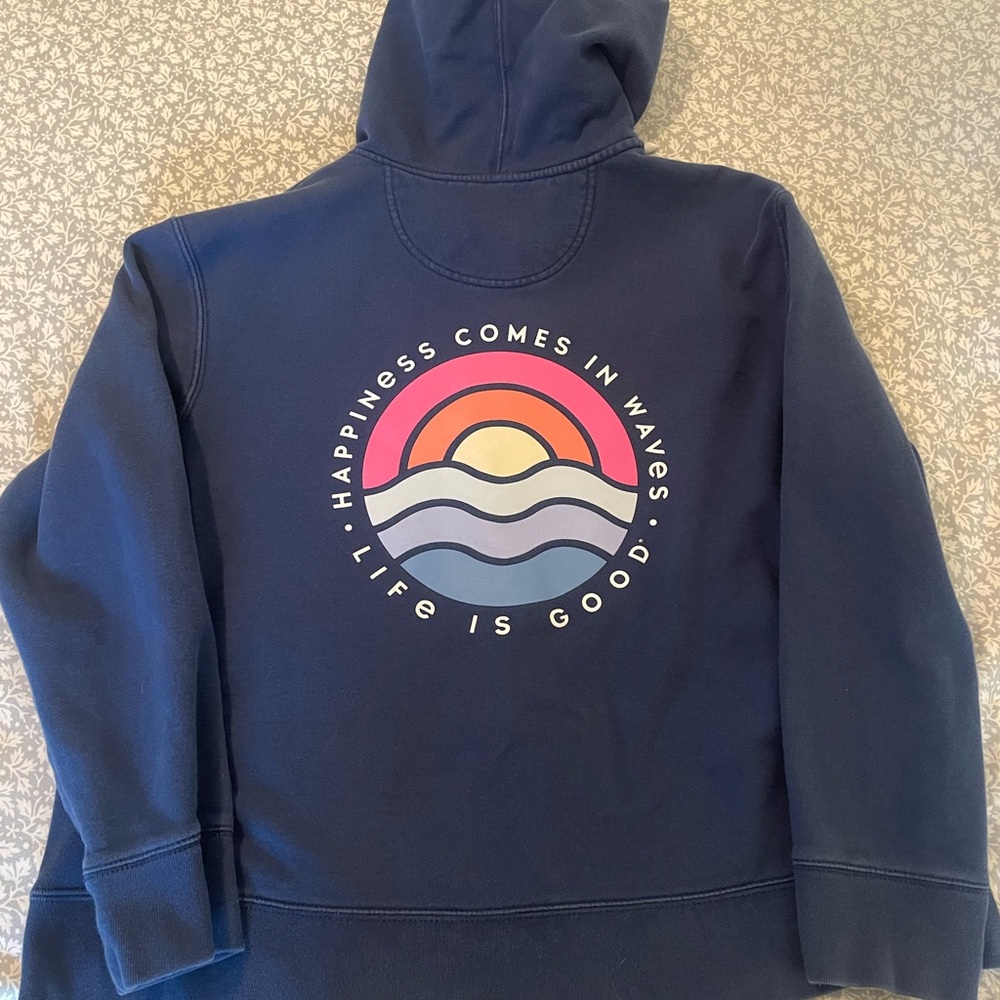 Life Is Good Women’s Full Zip Hoodie Sweatshirt XL Dark Blue